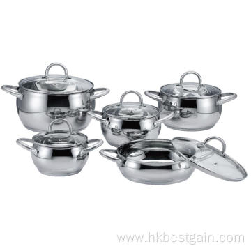 Stainless Steel Hollow Handle Apple Shape Casserole Set